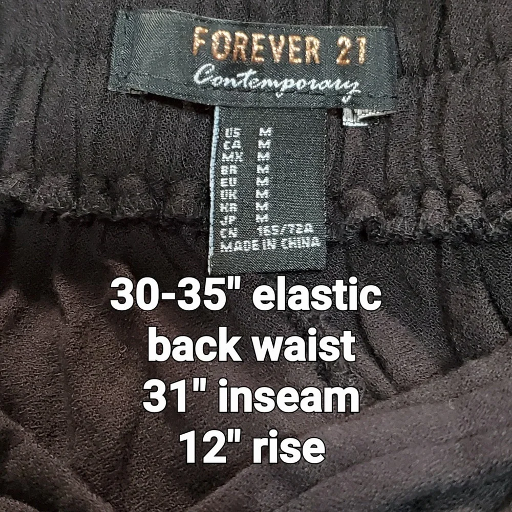 Y2K Resortwear Chic Wide Leg Pants Side Slit Black Size M 31